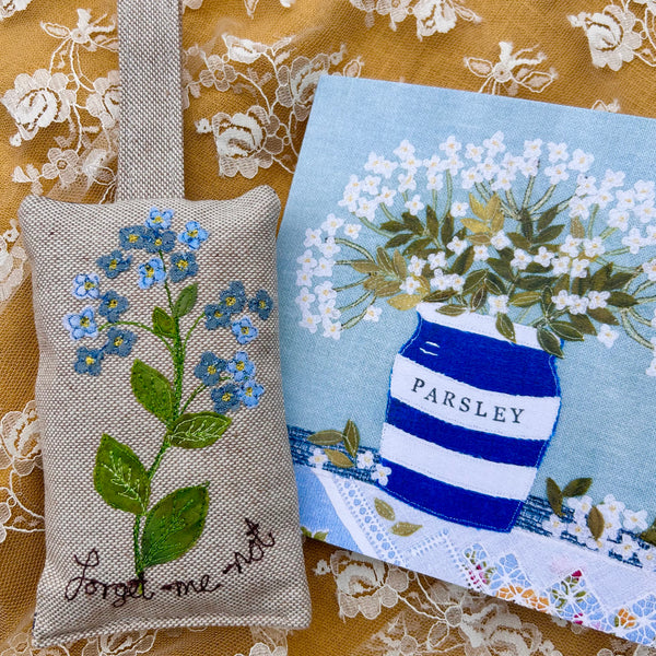 Lavender Bag - Forget-me-not with greeting card.