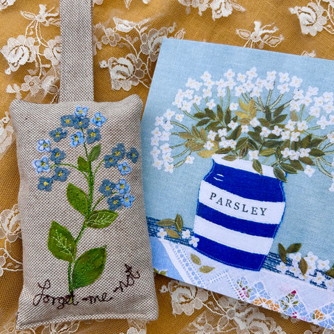 Lavender Bag - Forget-me-not with greeting card.