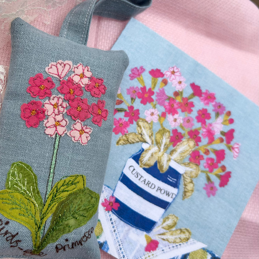 Lavender bag - Birds-eye Primrose with greeting card.