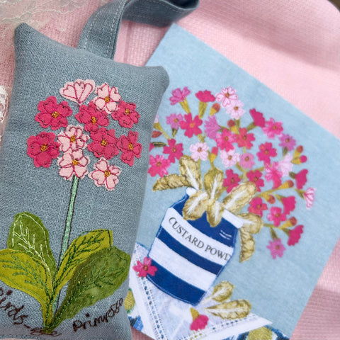 Lavender bag - Birds-eye Primrose with greeting card.