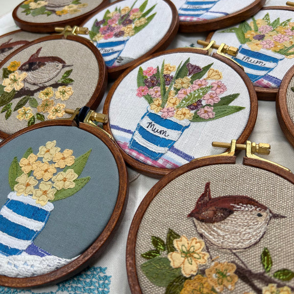Wren in Yellow Blossom #3 - Mini Hoop