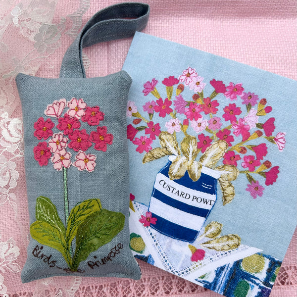 Lavender bag - Birds-eye Primrose with greeting card.