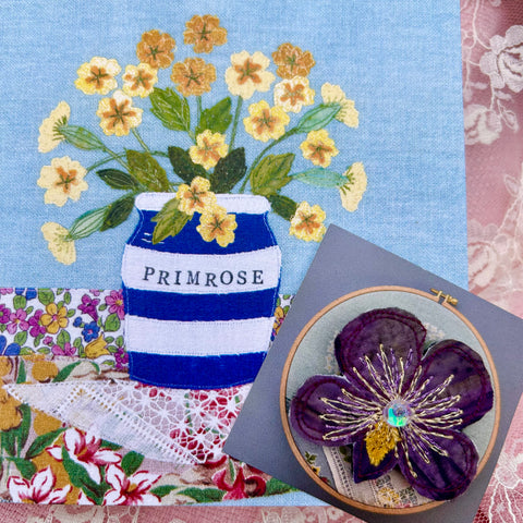 Brooch - Purple Pansy with greeting card.