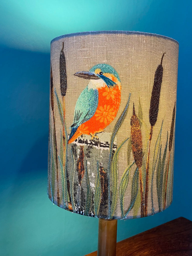 Lampshade - Kingfisher and Bulrushes.