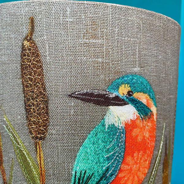 Lampshade - Kingfisher and Bulrushes.