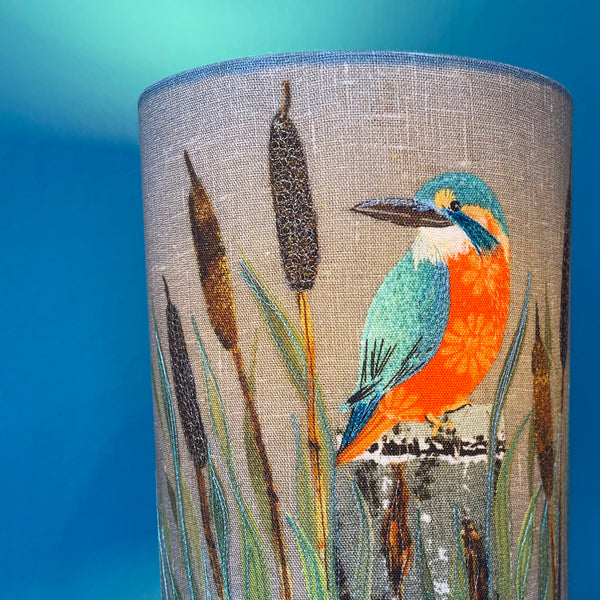 Lampshade - Kingfisher and Bulrushes.