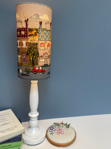 Lampshade - Autumn street scene print.