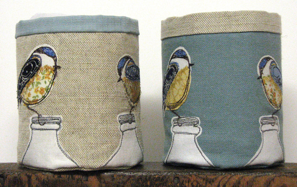 Fabric pot - Blue tit bird